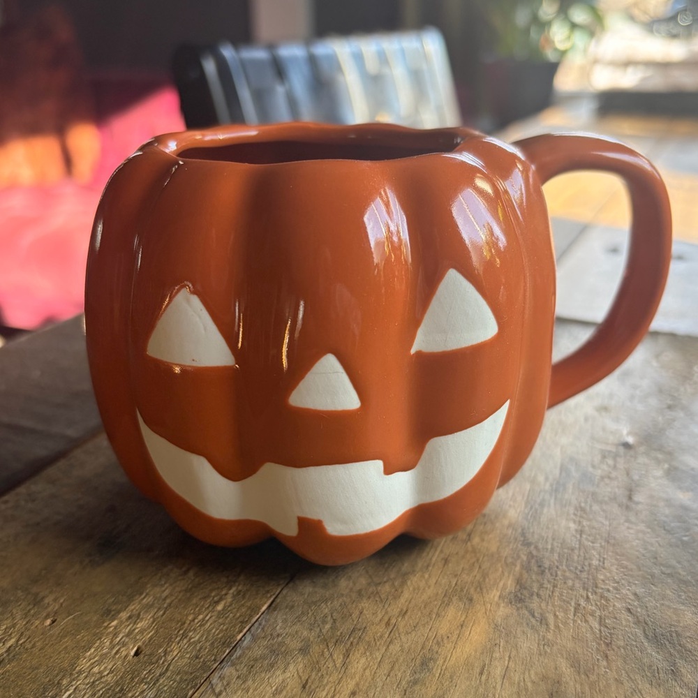 Anthropologie Jack O’ Lantern Glazed Stoneware Mug